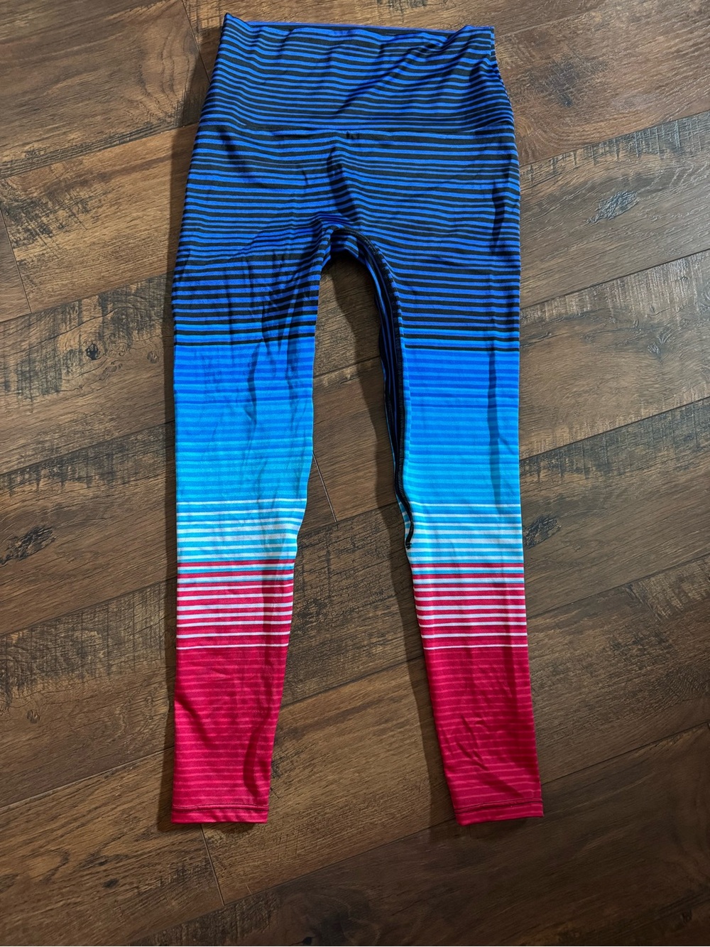 K-DEER Red, White & Blue Striped Active Leggings